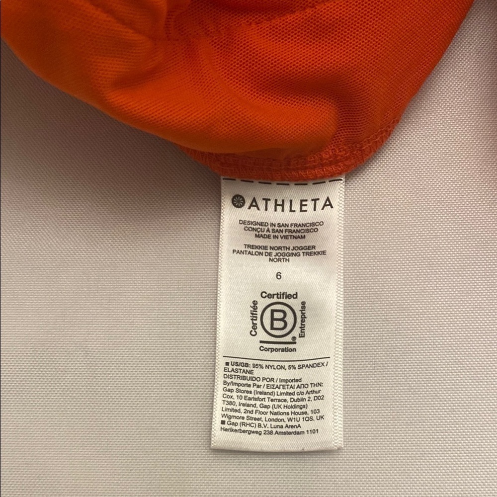 Athleta Trekkie North Jogger Mountain Neon Orange Zip Pocket Size 6 - Picture 12 of 14